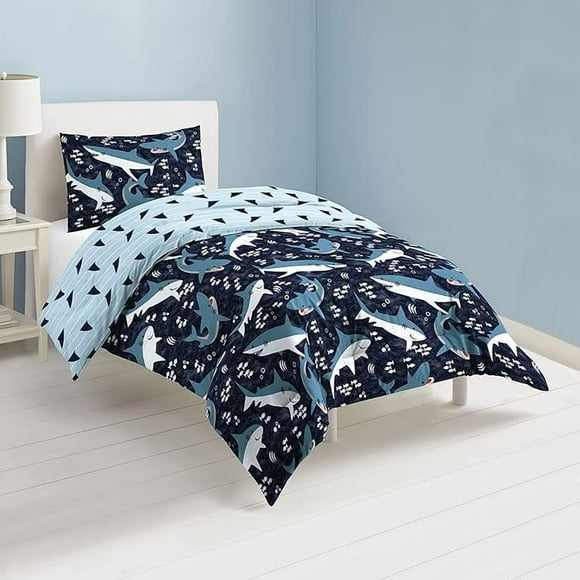 Dream Factory Sharks Boys Twin Size Boys Bedding Set Juego De Cama De Algodón Para Niños