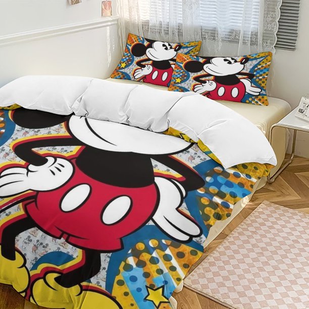 Mickey MouseCartoon Collection 3-Piece Comforter Set, Personalized Bedding Decor for Kids And Teens Bed Sheets