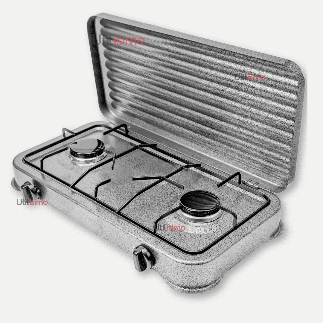 Line - Cocina Encimera A Gas Licuado 2 Platos Cocinilla Gris