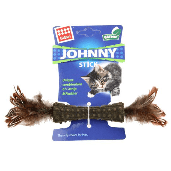 Juguete para gatos Johnny Stick Plumas Dobles Café Gigwi