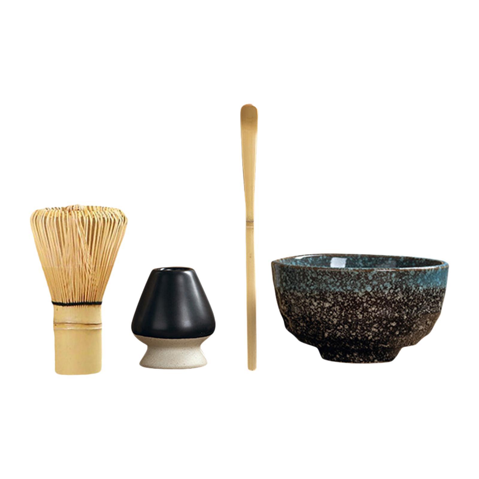 Bothyi - Juego De 4 Herramientas Japonesas Para Ceremonia De Matcha, Regalos, Soporte Para Batidor Para Amigos, Tazón Azul Principiante