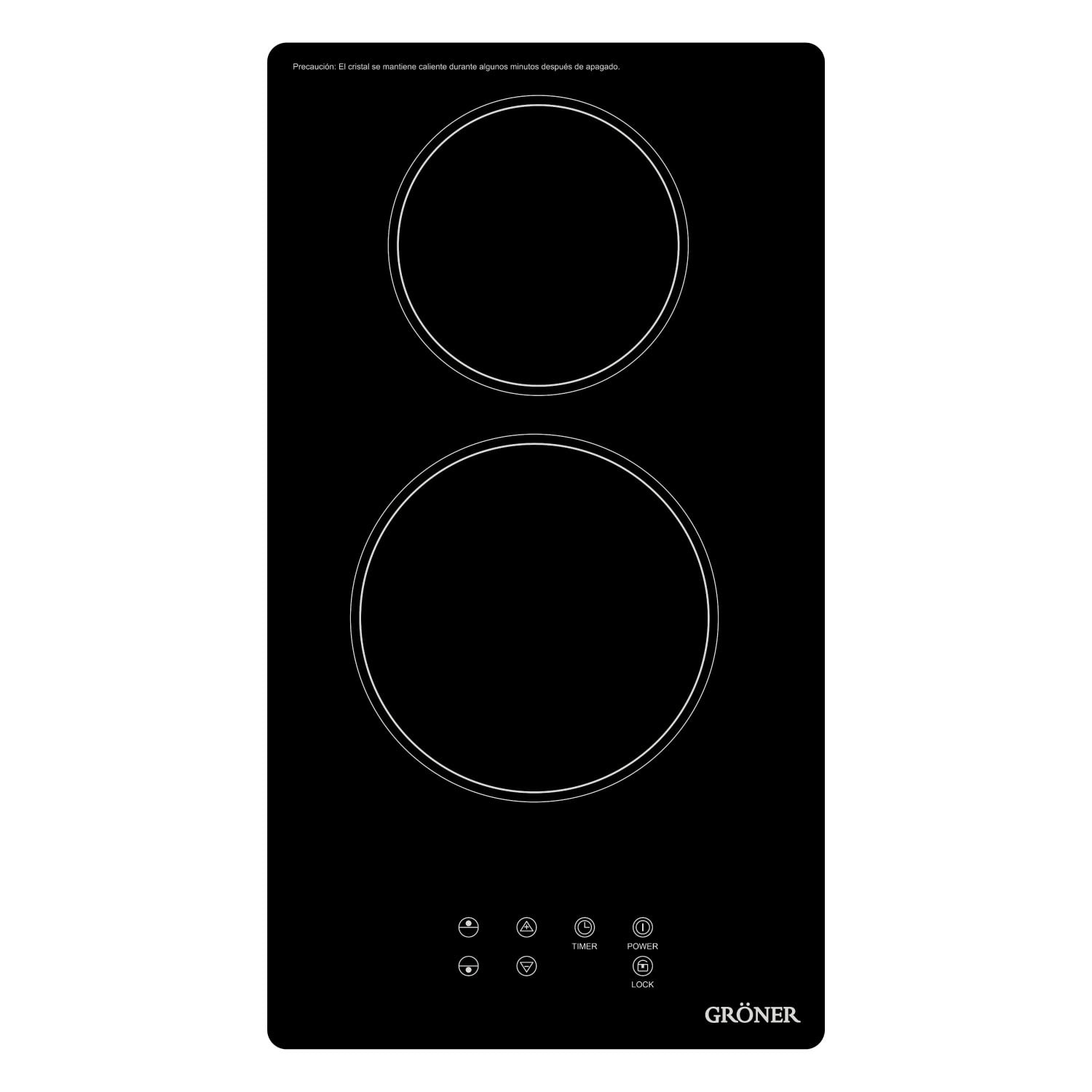 Groner - Encimera Vitrocerámica Touch Black 2q