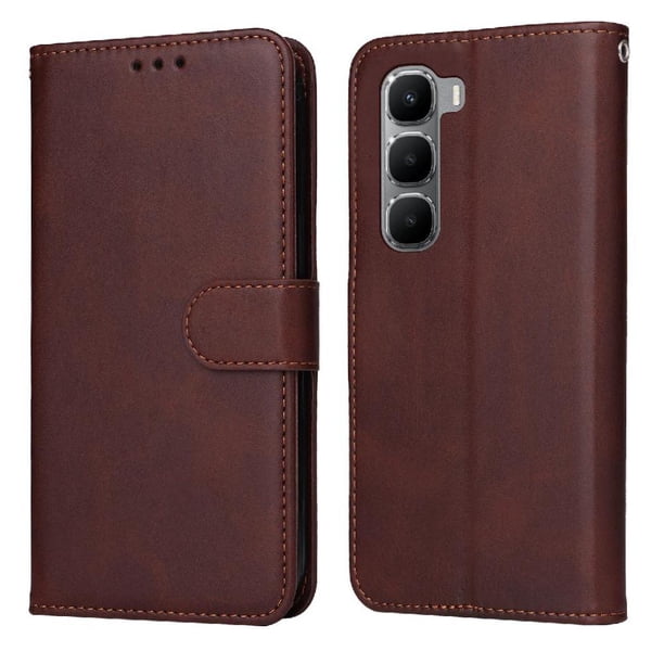 Funda Billetera para Infinix Hot 60 4G con Porta Tarjetas y Soporte Ajustable Marrón