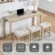 thumbnail image 2 of 4 Piece Bar Table Set with Power Outlet,Bar Table Set with Chairs,Sofa Bar Table with Stools,Behind Couch Table with 3 Padded Stools for Living Room,Dining room, Light Oak, 2 of 3