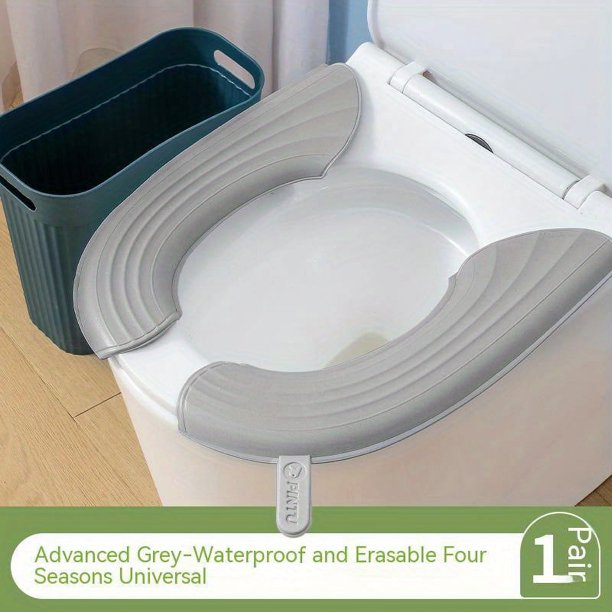1pair Four Seasons Waterproof Toilet Mat with Handle - Thickened EVA Cushion for Comfortable Bathroom Experience