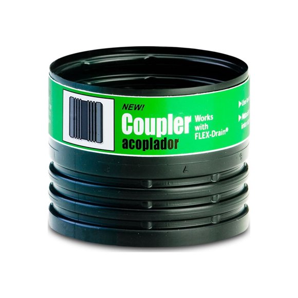 Adaptador acoplador de tubo de desagüe Flex-Drain 55020 hembra a hembra, negro
