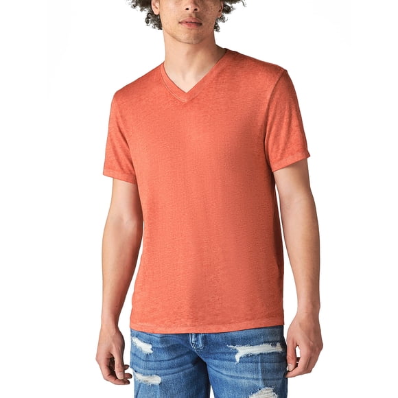 Camiseta Lucky Brand Venice Burnout con cuello en V para Hombre - Rojo