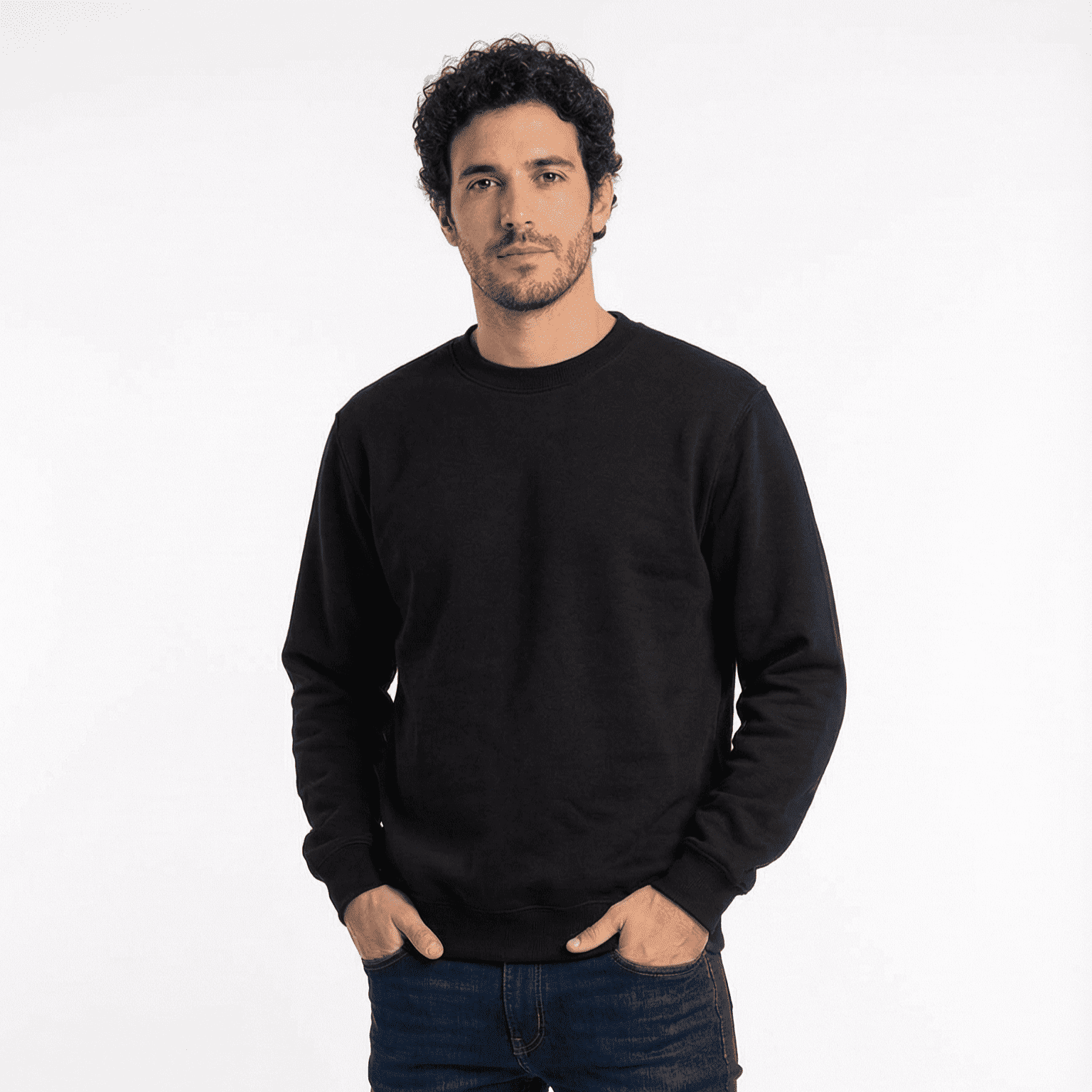 T-world - Polerón Unisex Algodón Afranelado Básico Antipilling Negro