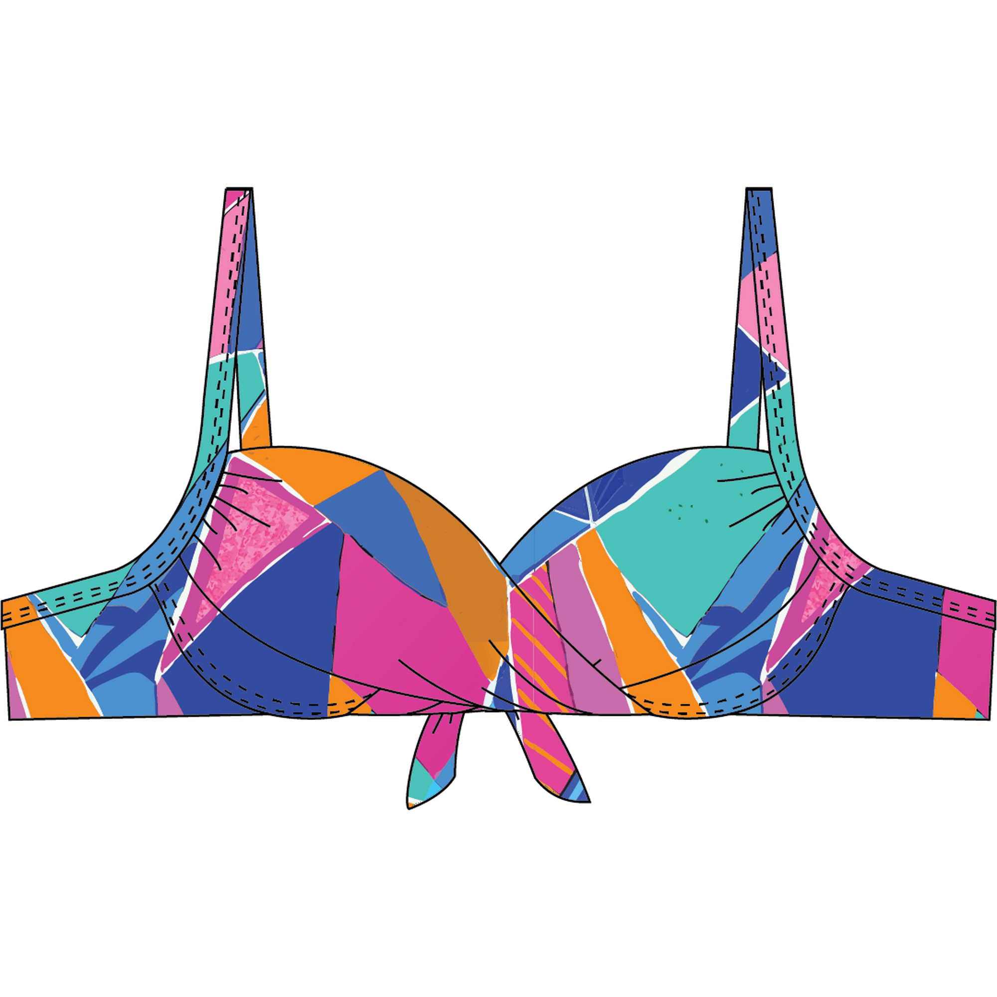 Samia - Bikini Estilo Sostén Torcido Copa C Estampado Azul 44