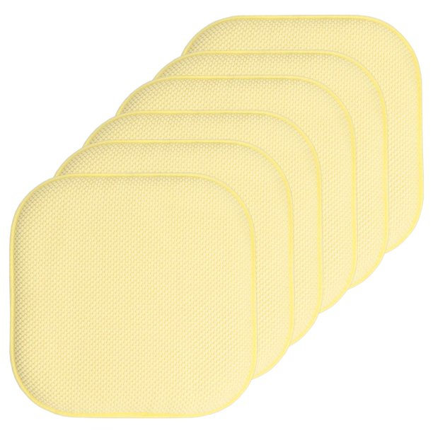 Cojín para silla Sweet Home Collection, espuma viscoelástica, paquete de 6 unidades, color amarillo