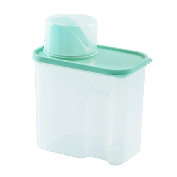 Contenedores De Detergente En Polvo Caja De Almacenamiento De Polvo De Lavandería Transparente Para Armario 2L Verde