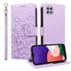thumbnail image 1 of Funda Cartera para Samsung Galaxy A22 5G Perro Cachorro Grabado con Tarjetas Soporte Correa Morado, 1 of 6