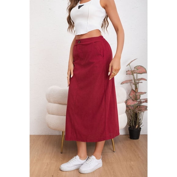 Falda Larga Mujer Cotelé Full Elasticada Moda 0122