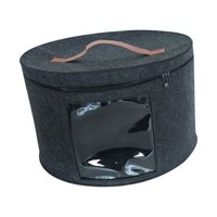 Magideal - Caja Para Sombreros Caja De Almacenamiento Para Sombreros Plegable Apilable Portátil Para Mujeres Hombres Cajas Para Sombreros De Viaje Cajas Redondas Negro Medio