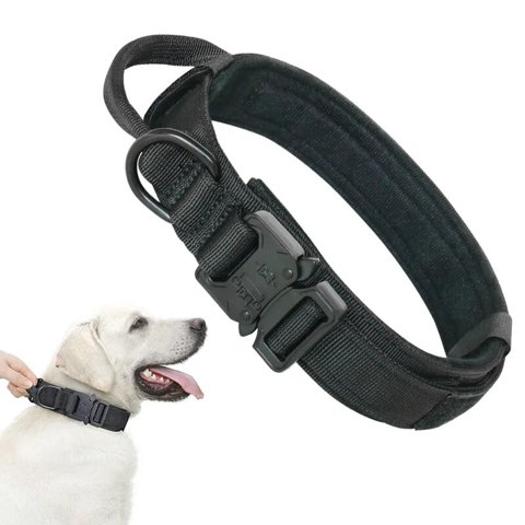 Defensor - Collar Táctico, Para Perros Reforzado Ajustable, Talla Xl Negro