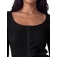 thumbnail image 5 of INSPIRE CHIC Camisas de Mujer Cuello Cuadrado Mangas Largas Botón Frontal Dobladillo con Abertura Blusa Ajuste Ceñido Capa Base de Punto Otoño Invierno Básico Salir Tops Mediano Negro, 5 of 6