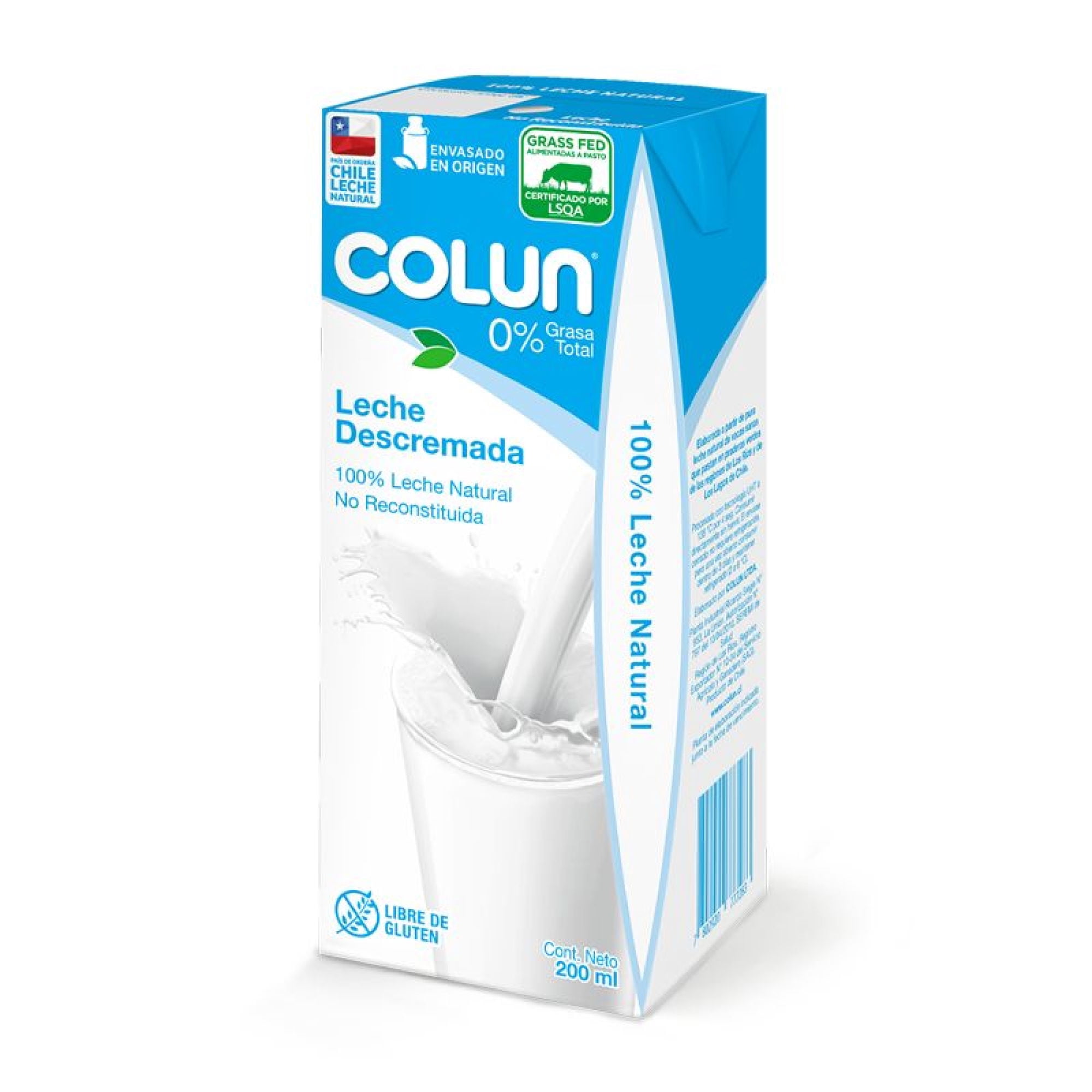 Leche Descremada Caja 200 ml Colun