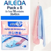 Aileda Paños De Limpieza Microfibra Absorbente 38X40Cm 2Uni (En Total 10 Unidades)