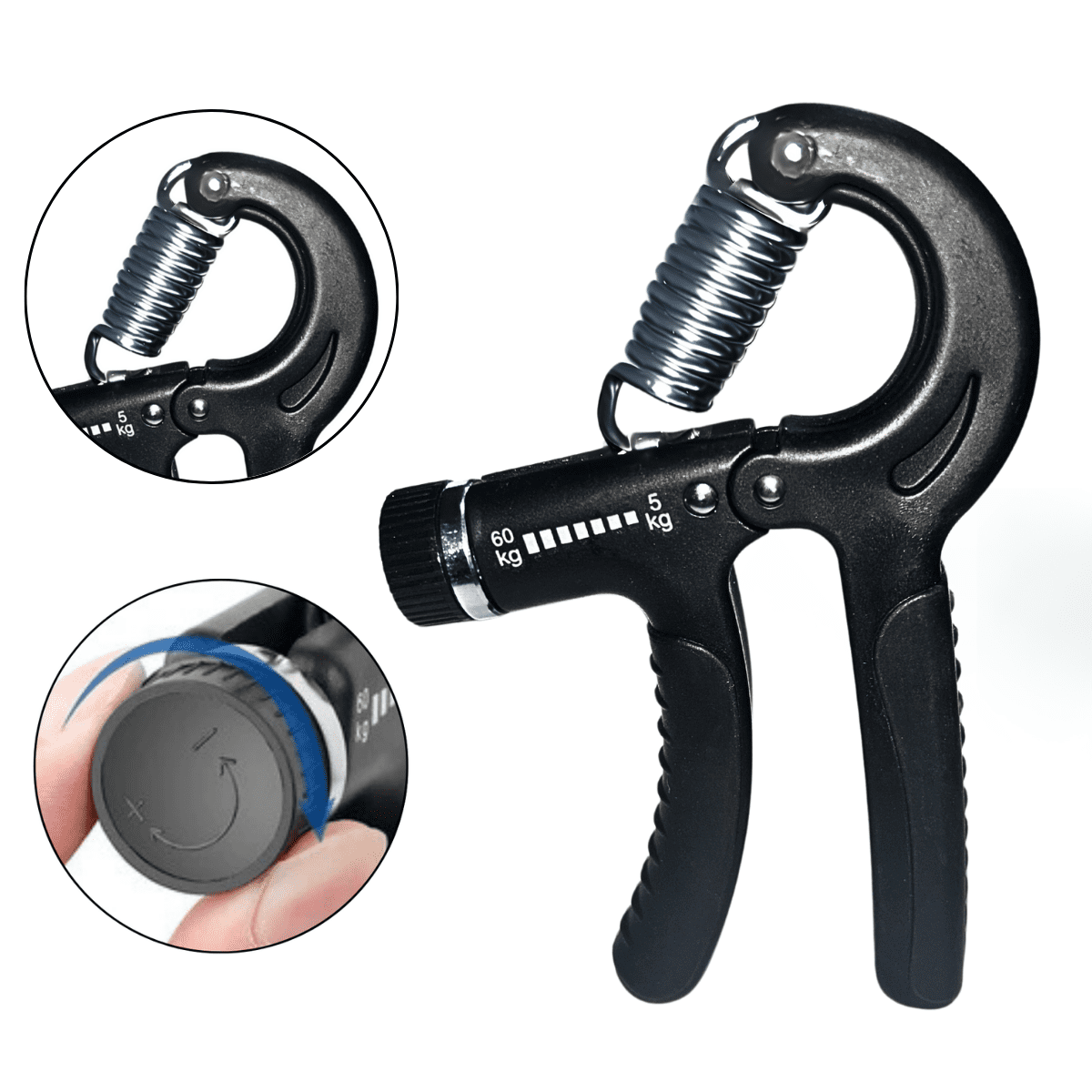 Linea Sport - Hand Grip Ejercitador De Manos Ajustable 5 - 60 Kg Negro