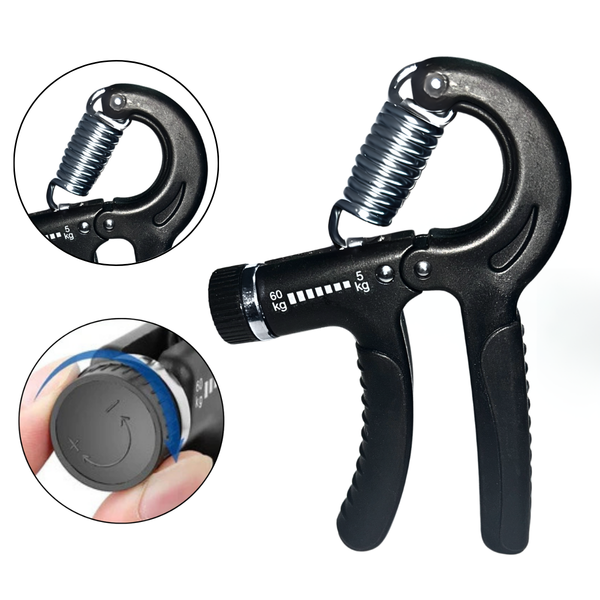 Linea Sport - Hand Grip Ejercitador De Manos Ajustable 5 - 60 Kg Negro