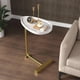 thumbnail image 2 of Mesa Lateral con Pedestal Blanco Dorado Estilo Mármol, 2 of 8