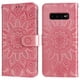 thumbnail image 1 of Funda tipo cartera FOXDOCK para Samsung Galaxy S10 , diseño girasol en relieve, cuero PU, cierre magnético, soporte y tarjetero, 1 of 5