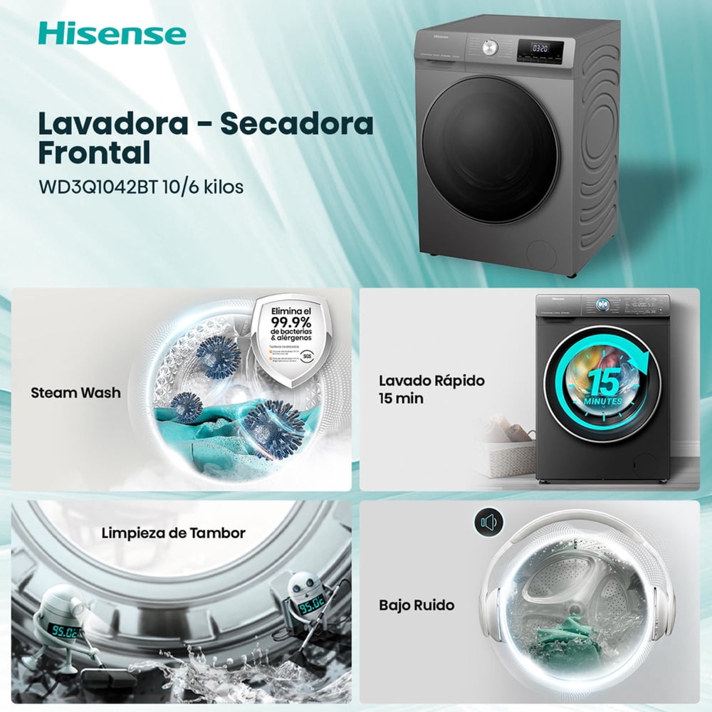 Hisense WD3Q1042BT 10/6 kg Inox, foto 7