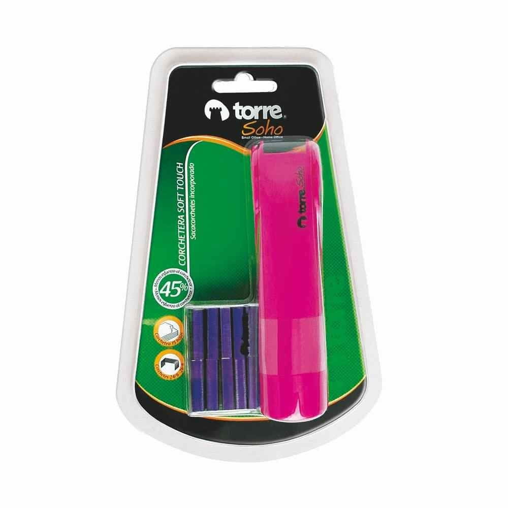 Blister Corchetera Soft Touch 15 Hojas + Corchetes 26/6 Color Rosada 1 Un Torre