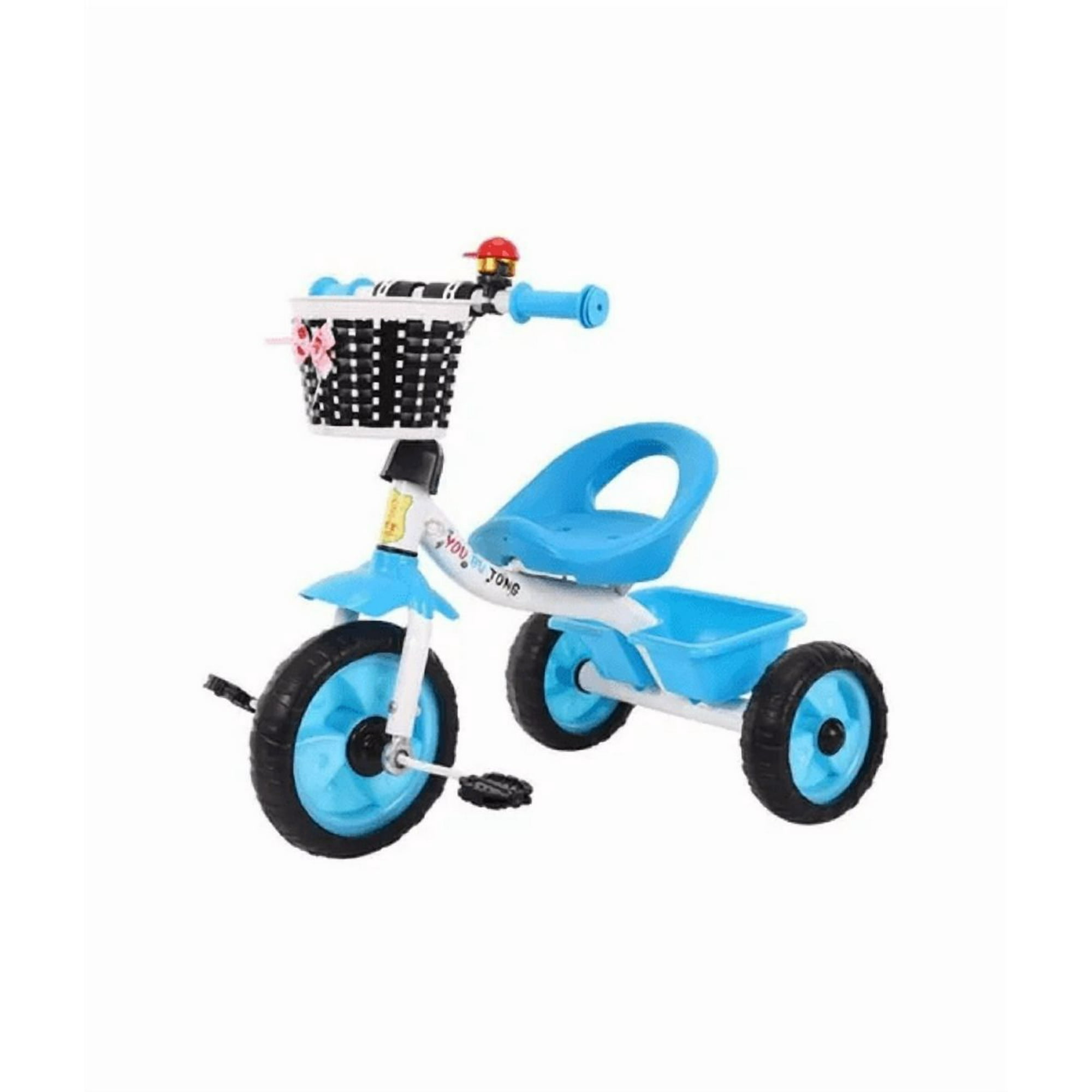 Genérico - Triciclo Sencillo Niños C/ Canasto Correpasillo Celeste