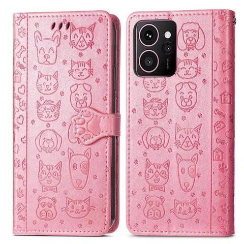 Funda Cartera Foxdock Para Hmd Skyline , Flip Pu Con Relieve De Gatos Y Perros, Tarjetero Y Soporte