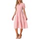 thumbnail image 4 of INSPIRE CHIC Vestido Midi de Cuadros para Mujer con Cuello en V, Manga Corta, Vestido de Verano con Volantes y Detalle de Botones Rosa S, 4 of 6
