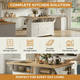 thumbnail image 1 of Large Kitchen Island with 2 Drop Leaf,Rolling Kitchen Cart on 5 Wheels with Power Outlet,Folding Storage Dining Table with Spice & Towel Rack , 3 Drawers, for Kitchen, Dining Room,White, 1 of 3
