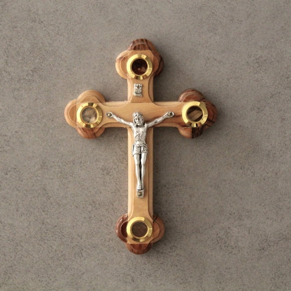 Crucifijo Holyland Crafted Art de madera de olivo, 13 cm de alto