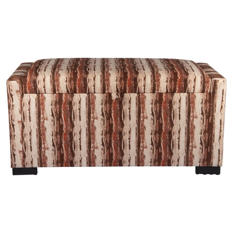 Máxima Design - Banqueta Con Baúl Leyzy Anakena Rayas-Café Felpa 40X55X105 Cm