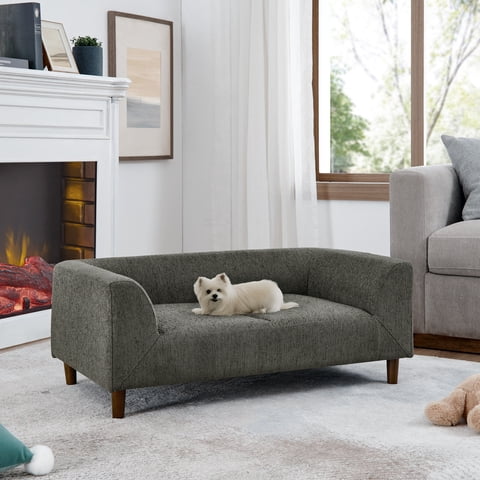 M&Ms - Pet Sofa With Backrest And Armrests, Modern Rectangular Pet Sofa Suitable For Small And Medium Dogs, Soft Cushion Comfortable Dog Sofa,--Dark Grey
