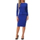 thumbnail image 2 of INSPIRE CHIC Vestido ajustado de mujer con peplum, atuendo de maestra para el regreso a clases, cuello redondo, manga larga, cintura alta, vestido de trabajo midi, azul real, talla L, 2 of 6