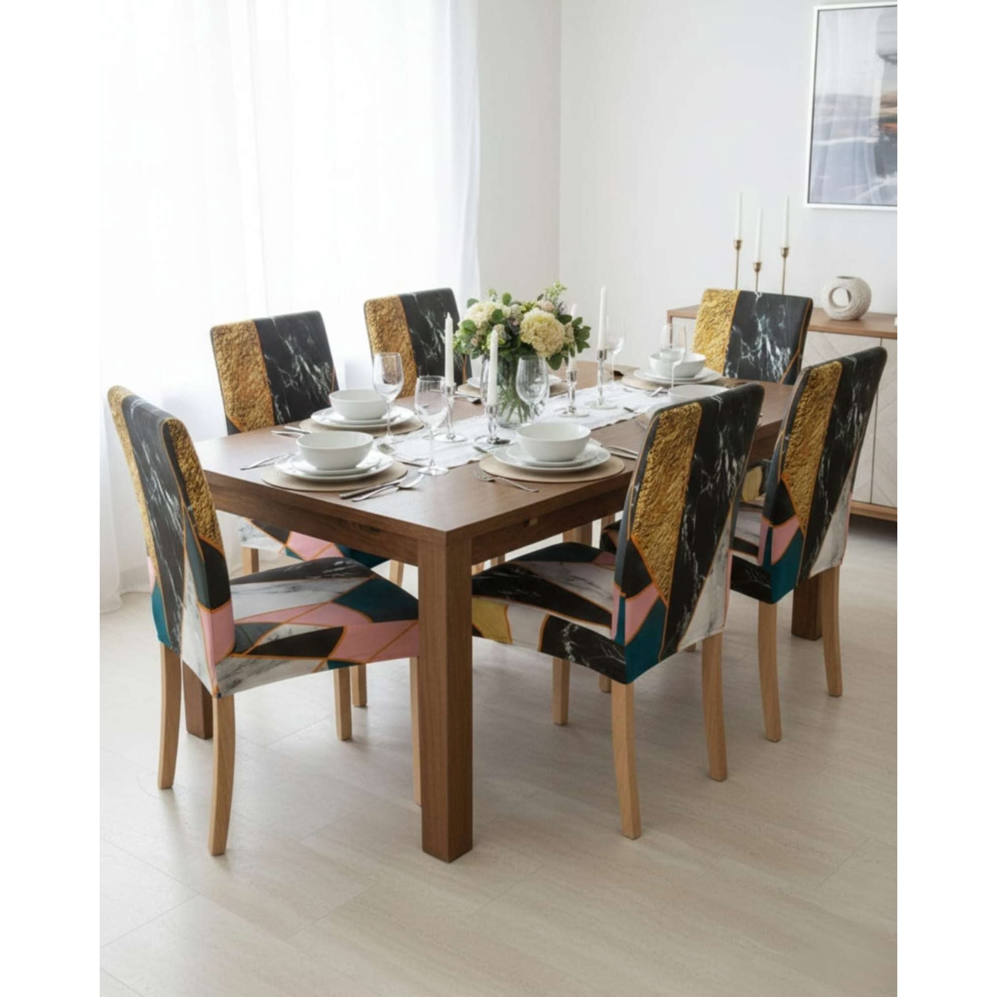 Mylhogar - Pack De 6 Fundas Elasticas Para Sillas Con Diseño Moderno