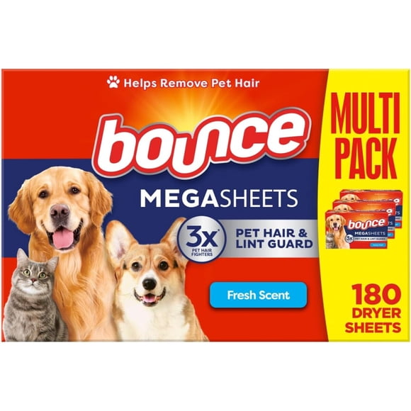 Toallitas Bounce Mega 3X Pelo Mascotas 180 Unidades