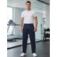 thumbnail image 2 of INSPIRE CHIC Pantalones de chándal casuales para hombre con cintura de cordón, pierna recta, rayas laterales, ropa urbana, 32 azul marino, 2 of 6