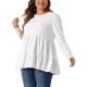 thumbnail image 4 of Agnes Orinda Trajes de Halloween para Mujeres Tallas Grandes Tops Babydoll de Escuela Colegio Manga Larga Cuello Redondo Casual Suelto Blusas Peplum Túnicas 1X Blanco, 4 of 6