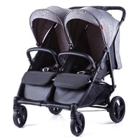 Coche Doble De Paseo Marco Aluminio Liviano Gris Lubabycas