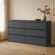 thumbnail image 2 of Cómoda "Arauco" 6 Cajones Mueble de Pino Natural Minimalista - Gris Grafito - 150x40x90 cm, 2 of 3