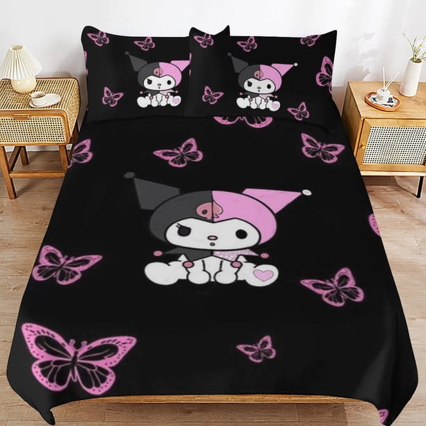 Kuromi & My Melody Duvet Cover Set 3 Piece Bedding Set Double Sided Printing Decorative Comforter Cover Set
