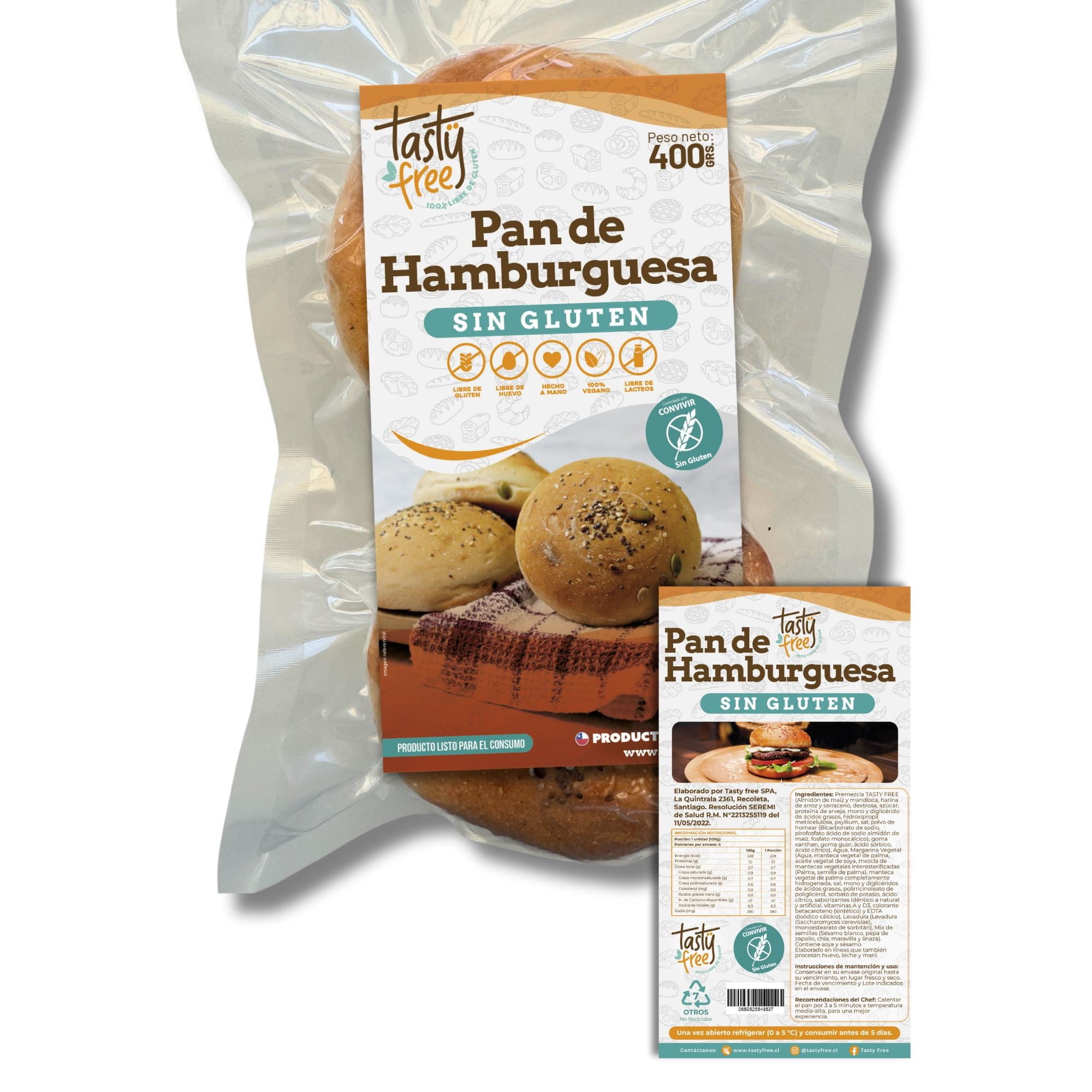 Pan De Hamburguesa Sin Glúten 400 g Tasty