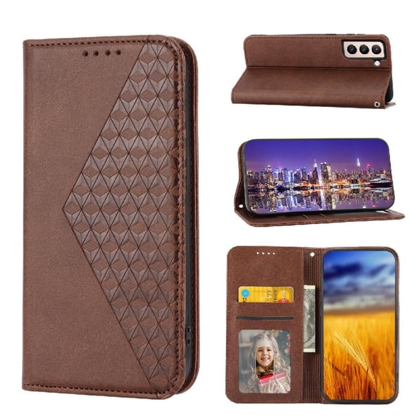 Funda Flip FOXDOCK para Samsung Galaxy S22 Plus , Estilo Billetera con Diseño Rombo, Correa de Mano y Soporte, Uso Diario