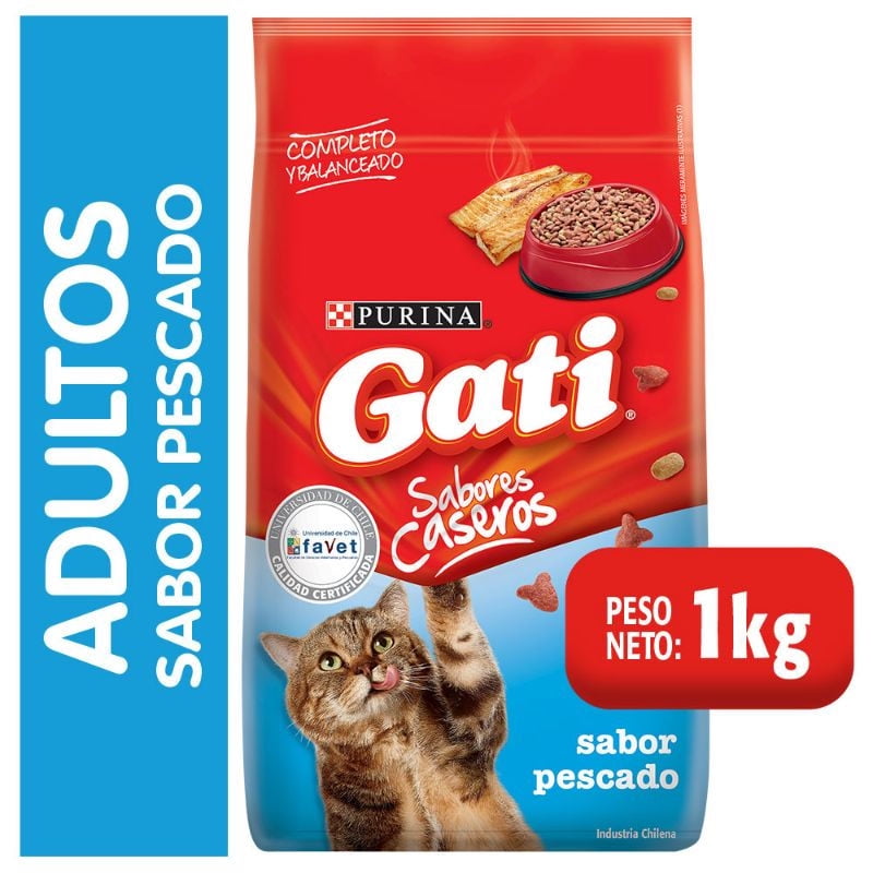 Alimento Seco Gato Adulto Sabor Pescado Arroz Y Espinaca Bolsa 1 Kg Gati
