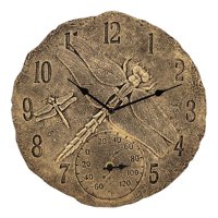 Bothyi - Reloj De Pared De 12 Pulgadas Impermeable Para Interiores Y Exteriores Con Pantalla De Temperatura Silenciosa