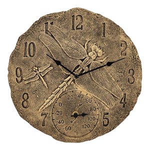 Bothyi - Reloj De Pared De 12 Pulgadas Impermeable Para Interiores Y Exteriores Con Pantalla De Temperatura Silenciosa