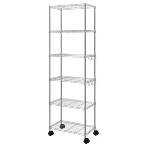 Topmarket - Estantería Cromada De 6 Niveles Con Ruedas Y Ganchos