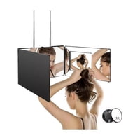 Universal - Espejo De 3 Vías De Corte De Pelo Triple De 360° Con Ganchos